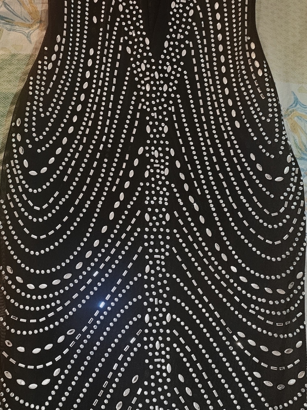 Fashion Nova Black Pencil Skirt with Silver Stud Embellishment